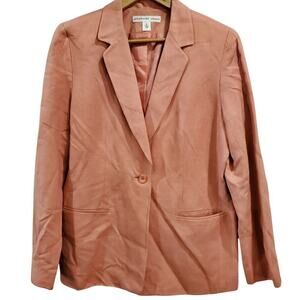 Josephine Chaus Blazer Womens Size 10 Silk Linen Pink Coquette Preppy Business